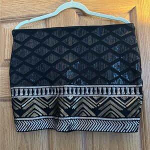 Express Black and Gold Sequin Mini Skirt